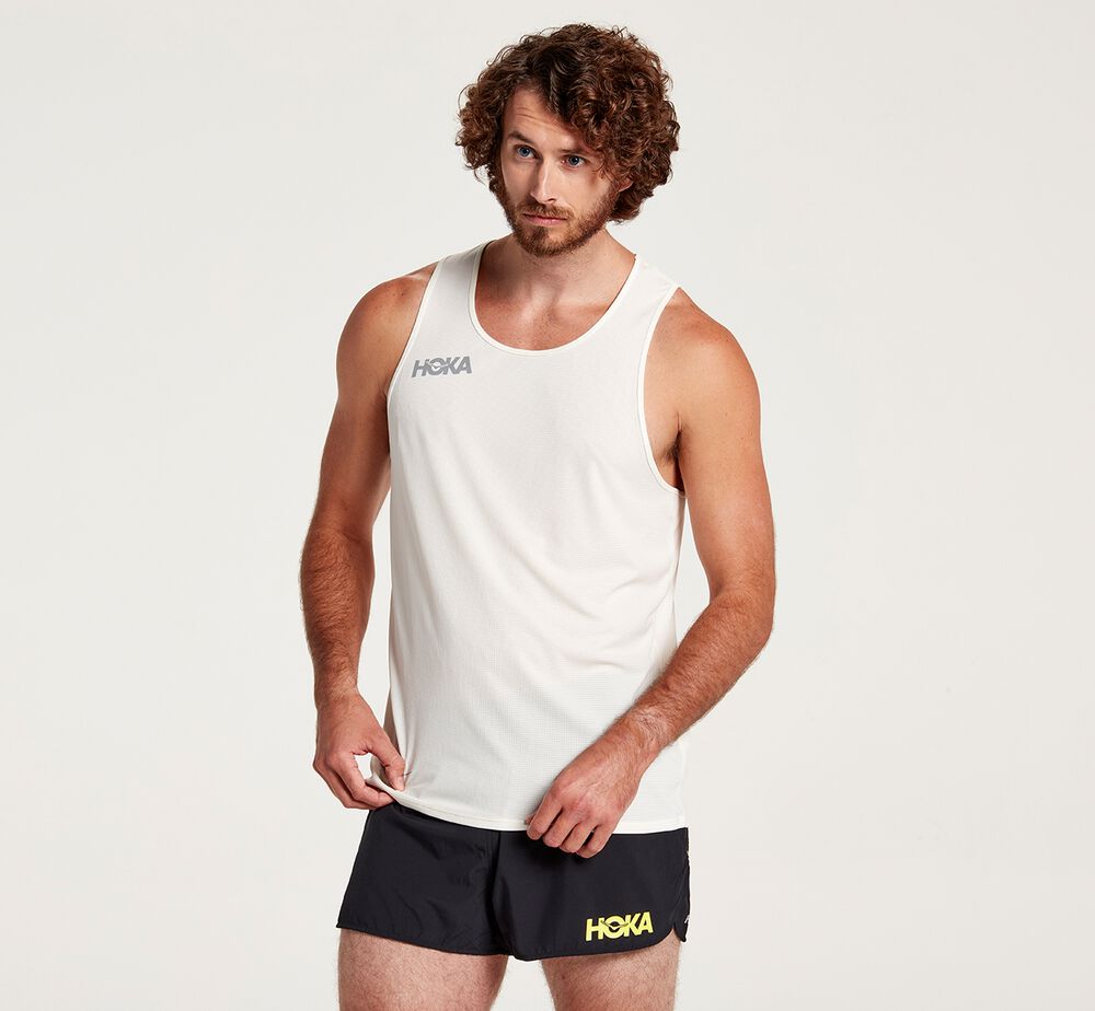 Hoka One One Singlet Linne Herr Vita - SE-6703228